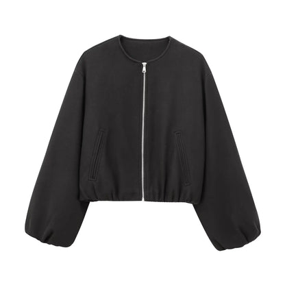 MUJER Red Zipper Bomber Jackets for Women Soft Cropped Jackets Woman 2025 Long Sleeve Woman's Sports Jacket New in Outerwears