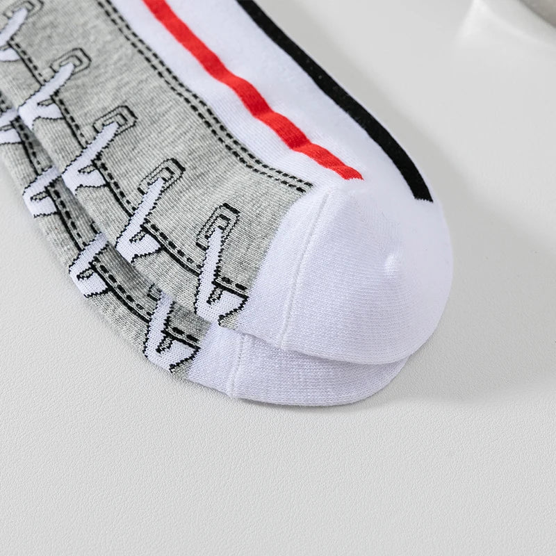 5 pairs of autumn and winter men's sports socks for summer leisure, sweat wicking, comfortable, lightweight, breathable basketba