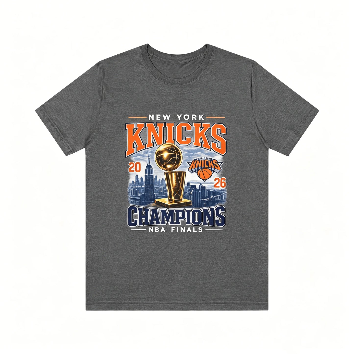 New York Knicks Champions Tee 2026 Finals Trophy City Skyline T-shirt 2026 Summer New Men's Women's Fashion Cotton T-shirt Y2K
