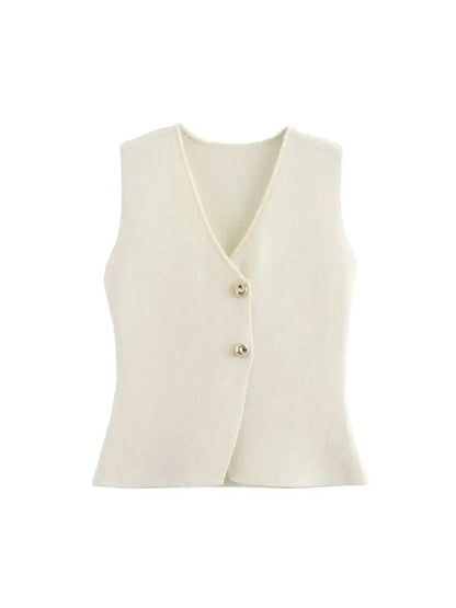 Women Fashion With Golden Buttons Knit Waistcoat And High Elastic Waist Pleated Midi Skirt Female Two Piece Sets Mujer