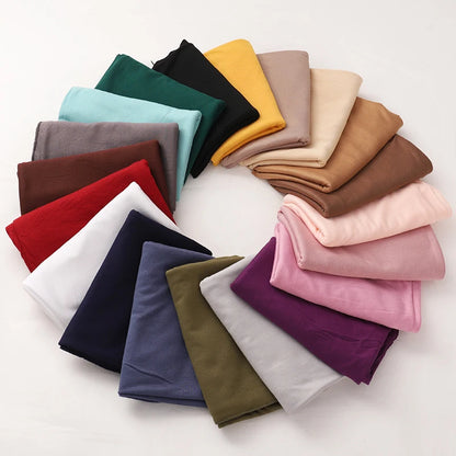 New Jersey Womens Muslim Ramadan Fashion Modal Cotton Jersey Hijab Womens High Quality Solid Color Soft Hijab Long African Scarf