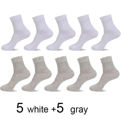 5/10 Pairs High Quality Men‘s Socks Cotton Casual Business Middle Black Breathable Male Crew Socks Dress Gifts Socks Size 38-44