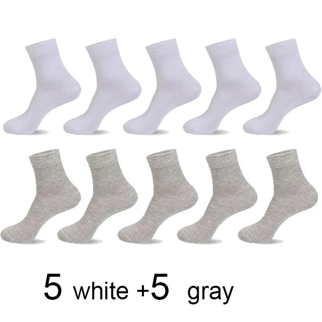 5/10 Pairs High Quality Men‘s Socks Cotton Casual Business Middle Black Breathable Male Crew Socks Dress Gifts Socks Size 38-44