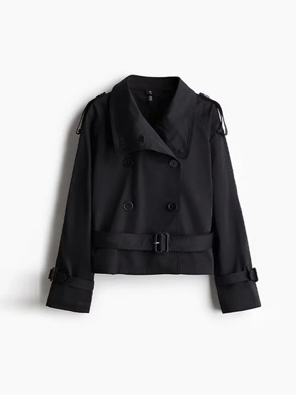 Fashion Flared Sleeve Women Coat Elegant Stand Collar Single Breasted Long Sleeved Female Jacket 2025 Autumn Commuter Lady Coats