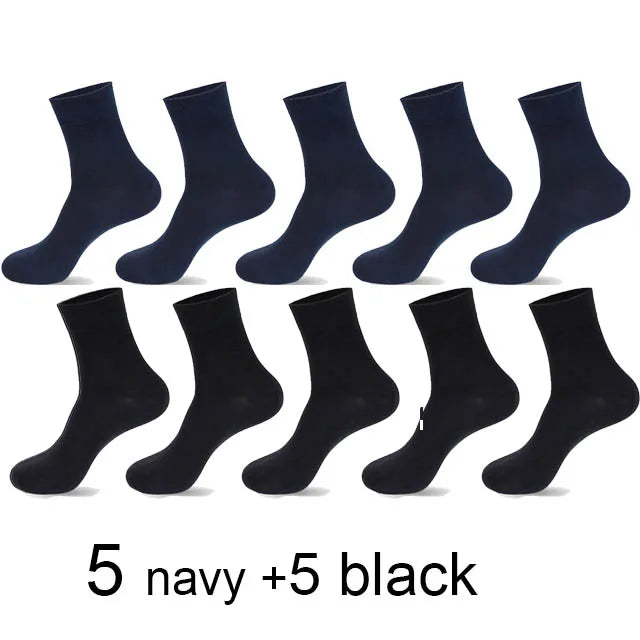 5/10 Pairs High Quality Men‘s Socks Cotton Casual Business Middle Black Breathable Male Crew Socks Dress Gifts Socks Size 38-44